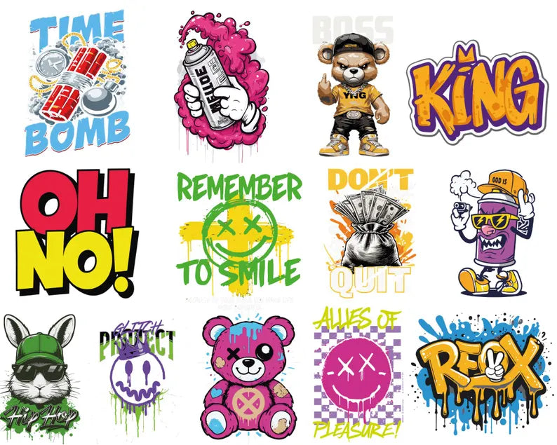 Pack de 90 diseños Vectores de camisetas urbanas PNG y AI Premium