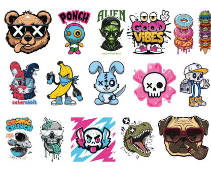 Pack de 90 diseños Vectores de camisetas urbanas PNG y AI Premium