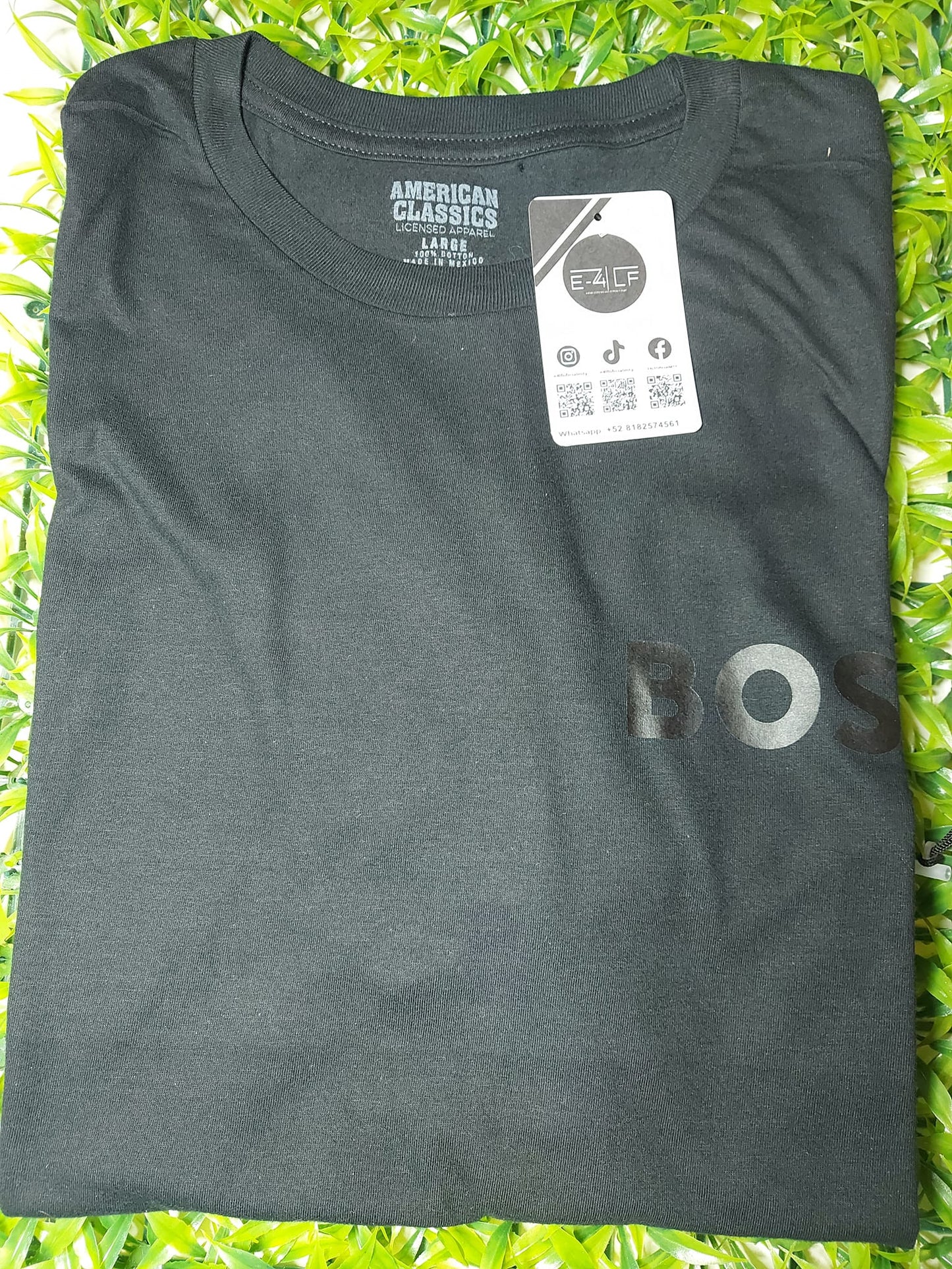 playera negra estampado DTF boss