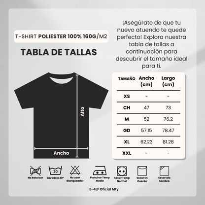 Playera 2 Estampados Vertical o Horizontal Perzonalizado - E-4LF Oficial Mty