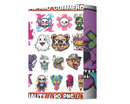 Pack de 90 diseños Vectores de camisetas urbanas PNG y AI Premium