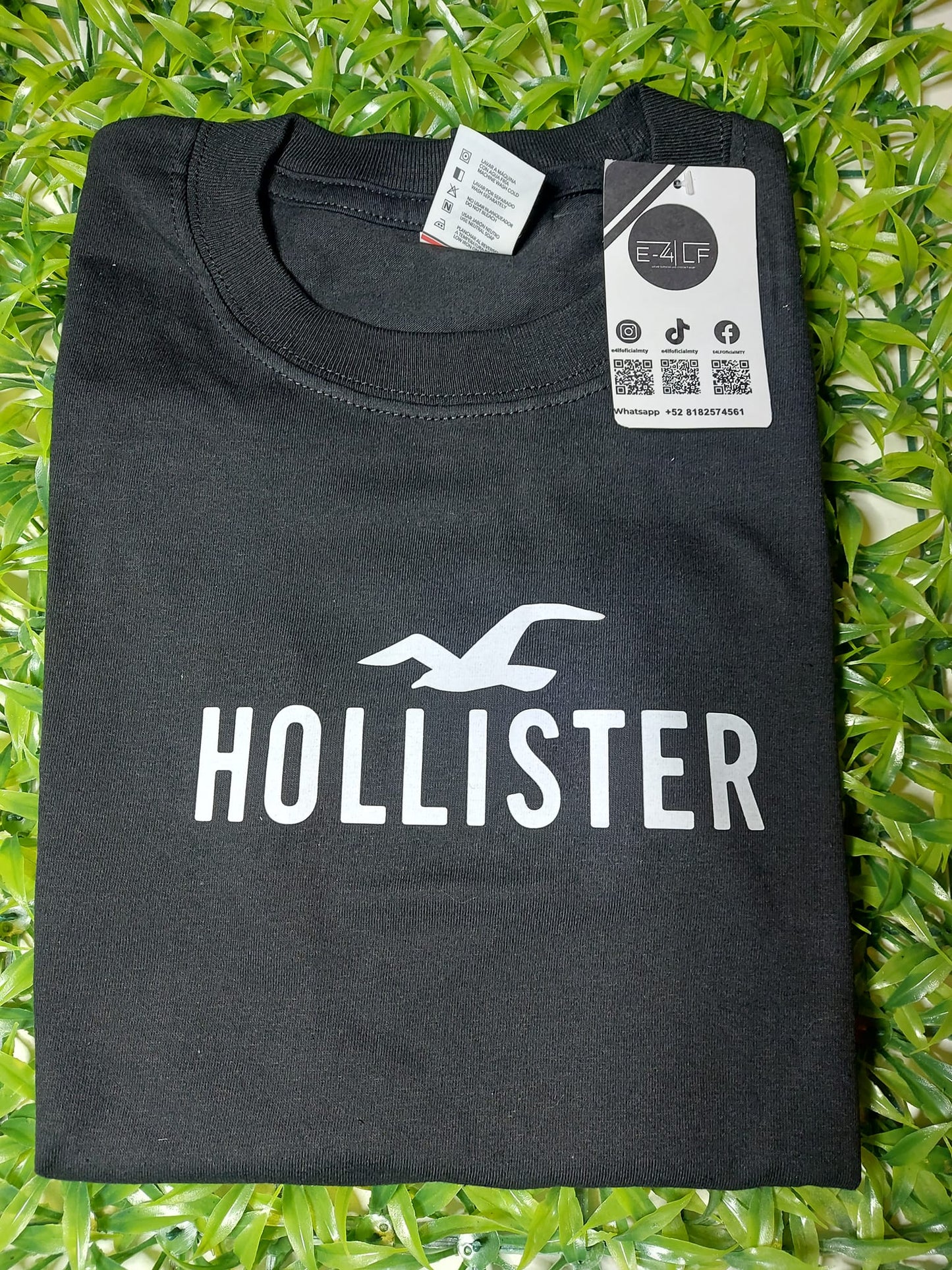 playera negra hollister